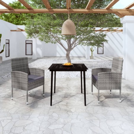 vidaXL Juego de comedor de jardín 3 piezas gris antracita