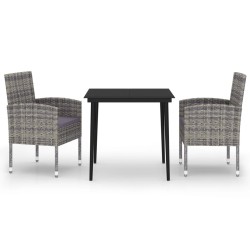 vidaXL Juego de comedor de jardín 3 piezas gris antracita