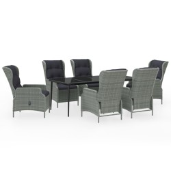 vidaXL Juego de comedor de jardín 7 piezas ratán sintético gris