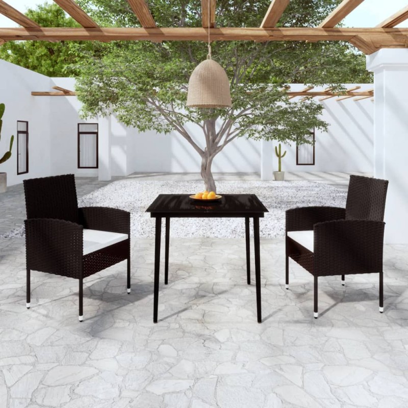 vidaXL Juego de comedor para jardín 3 piezas negro vidaXL Juego de comedor para jardín 3 piezas negro