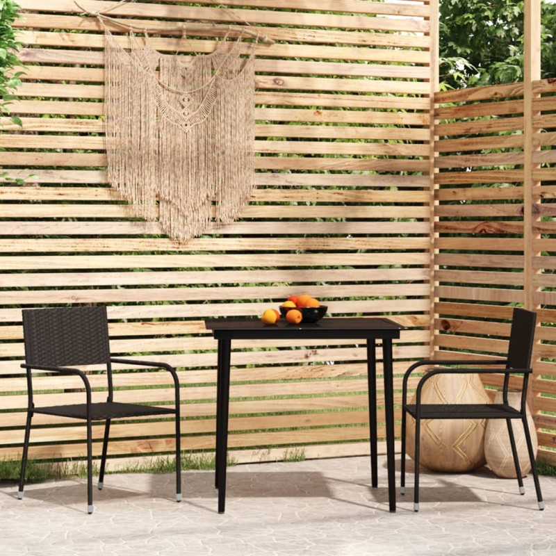 vidaXL Juego de comedor para jardín 3 piezas negro