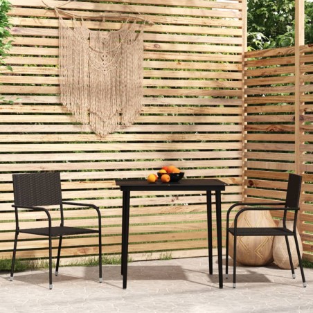 vidaXL Juego de comedor para jardín 3 piezas negro