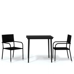 vidaXL Juego de comedor para jardín 3 piezas negro