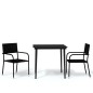 vidaXL Juego de comedor para jardín 3 piezas negro