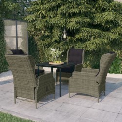 vidaXL Juego de comedor de jardín 5 piezas con cojines marrón