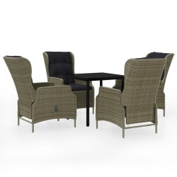vidaXL Juego de comedor de jardín 5 piezas con cojines marrón
