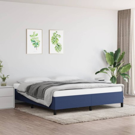 vidaXL Estructura de cama de tela azul 160x200 cm