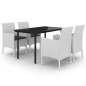 vidaXL Set comedor de jardín 5 pzas y cojines ratán sintético y vidrio vidaXL Set comedor de jardín 5 pzas y cojines ratán sintético y vidrio