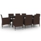 vidaXL Set comedor de jardín 9 pzas y cojines ratán sintético y vidrio vidaXL Set comedor de jardín 9 pzas y cojines ratán sintético y vidrio