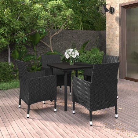 vidaXL Set comedor de jardín 5 pzas y cojines ratán sintético y vidrio