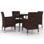 vidaXL Set comedor de jardín 5 pzas y cojines ratán sintético y vidrio vidaXL Set comedor de jardín 5 pzas y cojines ratán sintético y vidrio