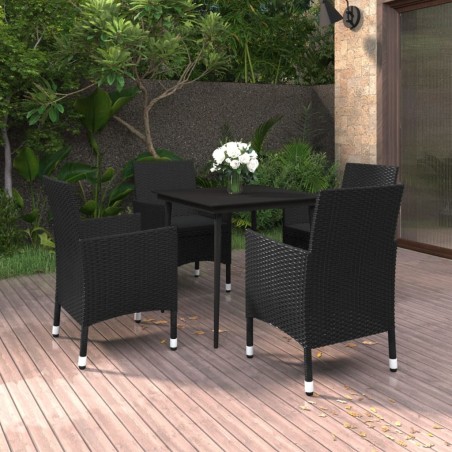 vidaXL Set comedor de jardín 5 pzas y cojines ratán sintético y vidrio