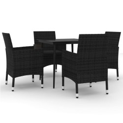 vidaXL Set comedor de jardín 5 pzas y cojines ratán sintético y vidrio