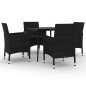 vidaXL Set comedor de jardín 5 pzas y cojines ratán sintético y vidrio vidaXL Set comedor de jardín 5 pzas y cojines ratán sintético y vidrio