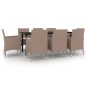 vidaXL Set comedor de jardín 9 pzas y cojines ratán sintético y vidrio vidaXL Set comedor de jardín 9 pzas y cojines ratán sintético y vidrio