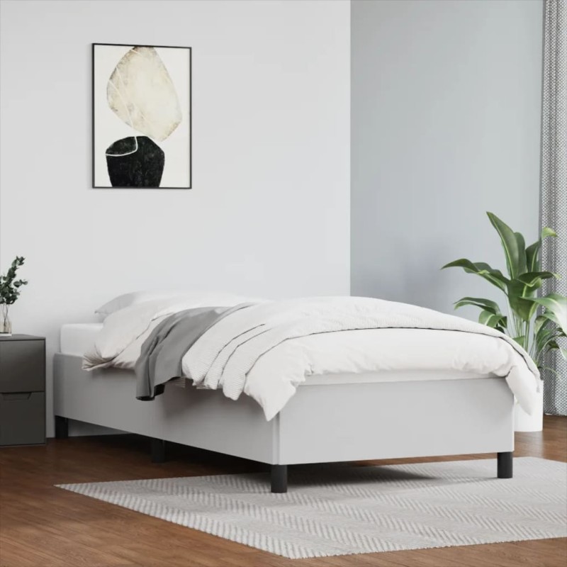 vidaXL Estructura de cama cuero sintético blanco 90x190 cm vidaXL Estructura de cama cuero sintético blanco 90x190 cm