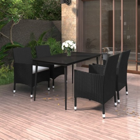 vidaXL Set comedor de jardín 5 pzas y cojines ratán sintético y vidrio