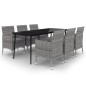 vidaXL Set comedor de jardín 7 pzas y cojines ratán sintético y vidrio vidaXL Set comedor de jardín 7 pzas y cojines ratán sintético y vidrio