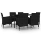 vidaXL Set comedor de jardín 7 pzas y cojines ratán sintético y vidrio vidaXL Set comedor de jardín 7 pzas y cojines ratán sintético y vidrio