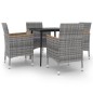 vidaXL Set comedor de jardín 5 pzas y cojines ratán sintético y vidrio vidaXL Set comedor de jardín 5 pzas y cojines ratán sintético y vidrio