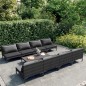 vidaXL Sofás de jardín 9 pzas y cojines ratán sintético gris oscuro