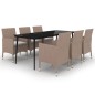 vidaXL Set comedor de jardín 7 pzas y cojines ratán sintético y vidrio vidaXL Set comedor de jardín 7 pzas y cojines ratán sintético y vidrio