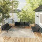 vidaXL Sofás de jardín 7 piezas y cojines ratán sintético gris oscuro vidaXL Sofás de jardín 7 piezas y cojines ratán sintético gris oscuro
