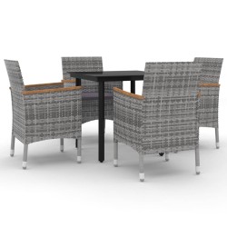 vidaXL Set comedor de jardín 5 pzas y cojines ratán sintético y vidrio