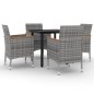 vidaXL Set comedor de jardín 5 pzas y cojines ratán sintético y vidrio vidaXL Set comedor de jardín 5 pzas y cojines ratán sintético y vidrio