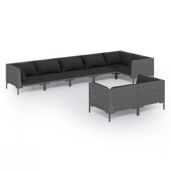 vidaXL Set sofás de jardín 8 pzas cojines ratán sintético gris oscuro