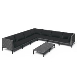 vidaXL Set sofás de jardín 8 pzas cojines ratán sintético gris oscuro