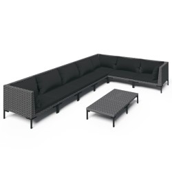 vidaXL Set sofás de jardín 8 pzas cojines ratán sintético gris oscuro