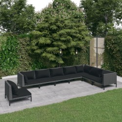 vidaXL Set sofás de jardín 8 pzas cojines ratán sintético gris oscuro