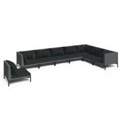vidaXL Set sofás de jardín 8 pzas cojines ratán sintético gris oscuro