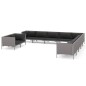 vidaXL Sofás de jardín 11 pzas y cojines ratán sintético gris oscuro vidaXL Sofás de jardín 11 pzas y cojines ratán sintético gris oscuro