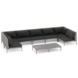 vidaXL Set sofás de jardín 8 pzas cojines ratán sintético gris oscuro