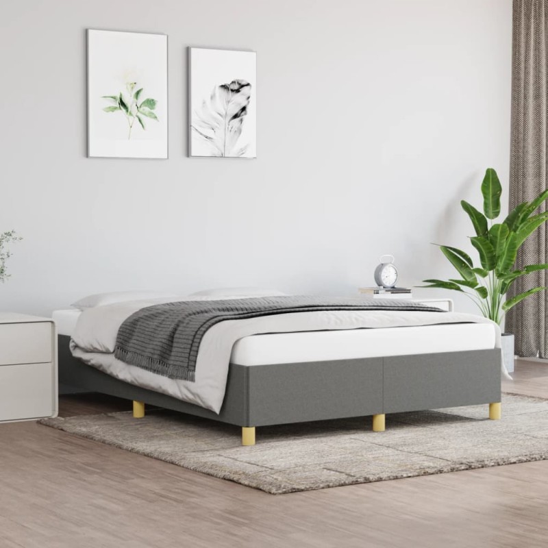 vidaXL Estructura de cama de tela gris oscuro 140x190 cm vidaXL Estructura de cama de tela gris oscuro 140x190 cm
