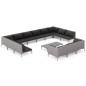 vidaXL Muebles de jardín 14 pzas y cojines ratán sintético gris oscuro vidaXL Muebles de jardín 14 pzas y cojines ratán sintético gris oscuro