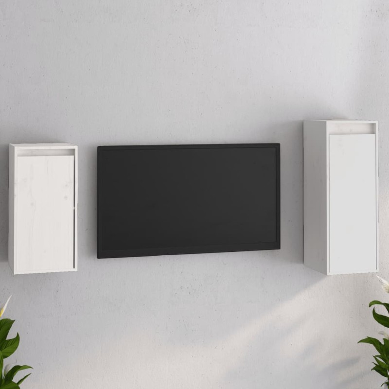 vidaXL Muebles para TV 2 piezas madera maciza de pino blanco