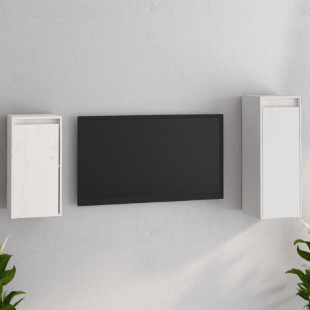 vidaXL Muebles para TV 2 piezas madera maciza de pino blanco