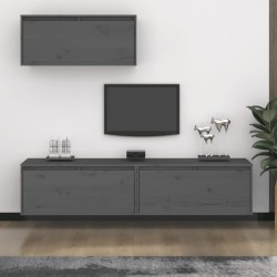vidaXL Muebles para TV 3 piezas madera maciza de pino gris