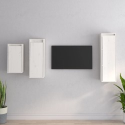 vidaXL Muebles para TV 3 piezas madera maciza de pino blanco