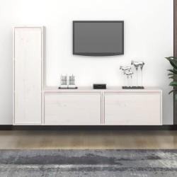 vidaXL Muebles para TV 3 piezas madera maciza de pino blanco