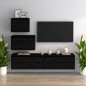 vidaXL Muebles para TV 4 piezas madera maciza de pino negro