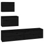vidaXL Muebles para TV 4 piezas madera maciza de pino negro