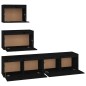 vidaXL Muebles para TV 4 piezas madera maciza de pino negro