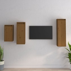 vidaXL Muebles para TV 3 piezas madera maciza de pino marrón miel