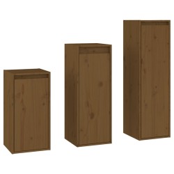 vidaXL Muebles para TV 3 piezas madera maciza de pino marrón miel