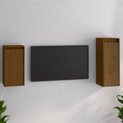 vidaXL Muebles para TV 2 piezas madera maciza de pino marrón miel