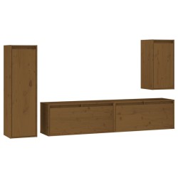 vidaXL Muebles para TV 4 piezas madera maciza de pino marrón miel